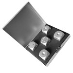 Set of 5 aluminum dice, model D5AA, silver color